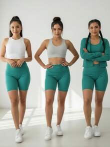 Women Sports Shorts - Mint Green - View 2