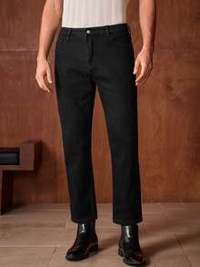 Officeau Herren Lässig Thermofutter Schwarze Jeans, Herbst/Winter