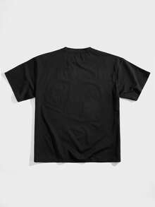 Manfinity Roghcode Rock Stage Lighting Poster Graphic Casual Print Oversized Loose Fit Short Sleeve T-Shirt, Boyfriend Gift - Black - View 3