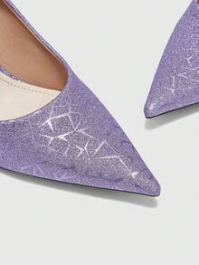 CUCCOO SZL Women's Pointed Toe Shiny Glamorous High Heel Pumps For Christmas - Purple - View 5