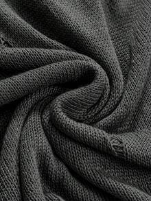 ROMWE Grunge Punk Women's Solid Color Simple Daily Knitted Sleeveless Hooded Top - Grey - View 4