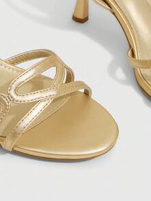 CUCCOO SZL Women's Elegant Minimalist Heeled Sandals For Commuting - Gold - View 5