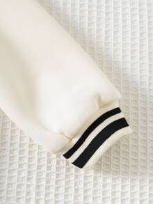 Cozy Pixies Conjunto de 2 piezas de sudadera de cuello redondo de manga larga y pantalones de cintura elástica con estampado de oso de dibujos animados para bebé niño - Negro - Ver 5