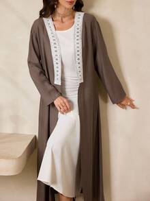 Al Najma Women's Loose Fit Drop Shoulder Patchwork Abaya Robe