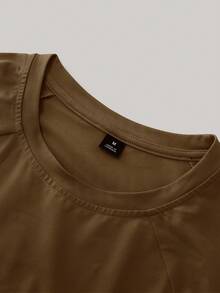 Manfinity Homme Herren Unifarben Rundhals Plissee Lässig vielseitiges Langarm T-Shirt