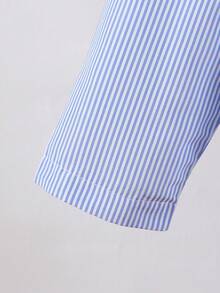 2pcs/Set Young Boy Versatile Casual White Comfortable Soft Woven Fabric Button-Up Collar Long Sleeve Shirt With Shawl Collar Decor + Elastic Waist Distressed Effect Relaxed Fit Jeans Pants Set, Suitable For Outings, Outdoor Activities, Gatherings - Blue - View 5