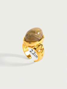 Glisma Nhẫn hở tối giản mạ vàng 18K, Trang phục, Phong cách Gothic/Gothic, Sang trọng cổ điển, Đính hạt, Trang sức phương Tây, Kim loại/Có họa tiết, Đá quý, Mùa thu/Đông, Dành cho mẹ/phụ nữ/bé gái/người mẹ, Cao cấp, Cổ điển, Hình chữ thập - Vàng - Xem 6