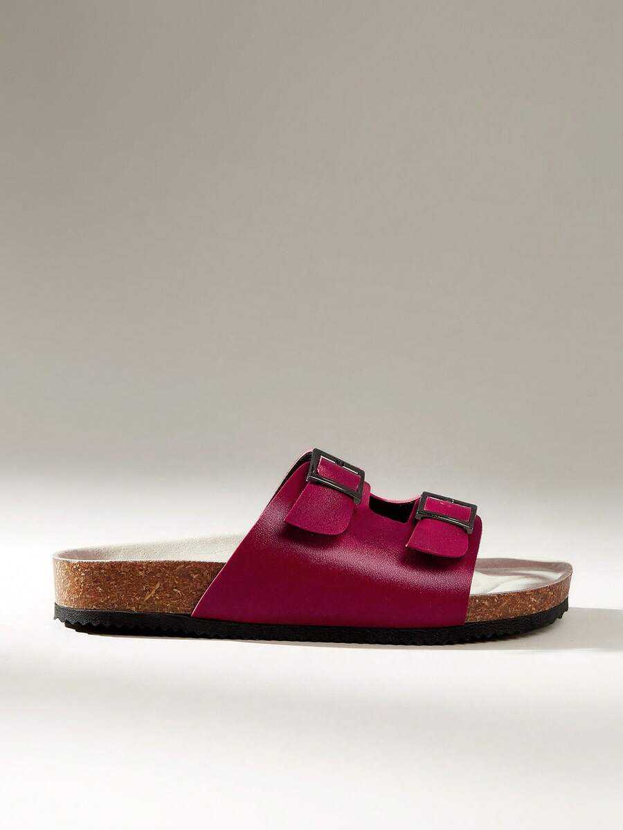 Solecia 女士休闲百搭厚底坡跟凉鞋，夏季 - 紅色 - 查看 1