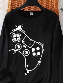 Bộ đồ ngủ 2 món in họa tiết caro + áo dài tay và quần dài thoải mái mềm mại thời trang dành cho bé trai tuổi teen - màu đen - Xem 3