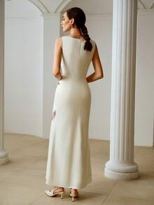 ZEYLAH 修身圆领印花长连衣裙，春夏款 - 白色 - 查看 3