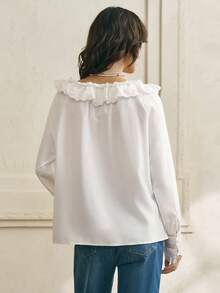 Cévolie Women's Fashionable Elegant Casual Off-Shoulder Blouse - White - View 2