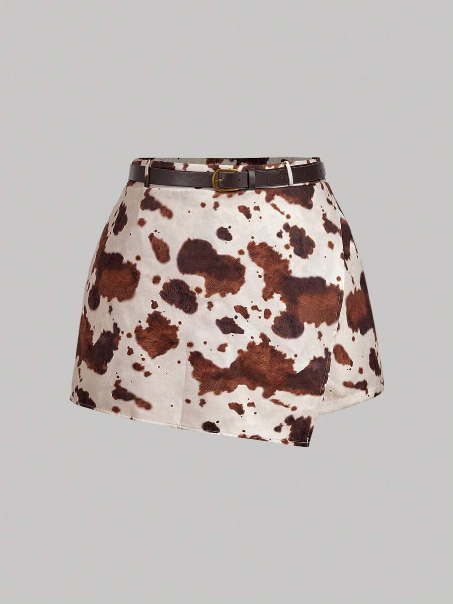 SHEIN MOD Quần short quấn họa tiết bò cổ điển cỡ lớn - Nhiều màu - Xem 1