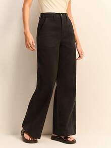 High Waist Wide Leg Jeans - Black - View 5