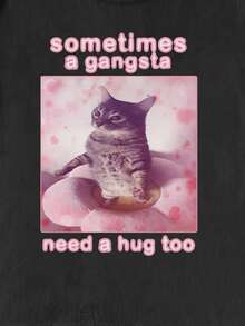 Glimmora 即使是歹徒有时也需要拥抱”有趣的猫咪图案印花女式圆领 T 恤