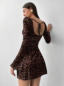 Aloruh Women's Sexy Fashionable Open Back Lace-Up Mini Dress, Suitable For Summer - Multicolor - View 2