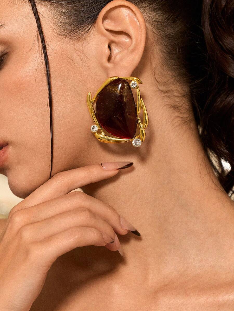 Glisma Khuyên tai vòng 18K dành cho nữ, Trang phục, Phong cách Gothic/Gothic, Phong cách cổ điển, Đính hạt, Trang sức phương Tây, Kim loại/Có họa tiết, Đá quý, Dành cho mẹ/phụ nữ/bé gái/người mẹ, Cao cấp, Cổ điển, Hình thánh giá, Quyến rũ/Sang trọng, Mùa hè/Bãi biển/Dạ hội, Nhiều lớp/Đá quý/Đính hạt/Pha lê, Mặt dây chuyền/Dày dặn - màu nâu - Xem 1