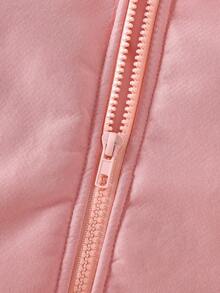 SHEIN Playful Pals 女婴幼儿新生儿0-3岁保暖双面连帽仿毛皮法兰绒豹纹及纯黑色中长外套，秋冬款