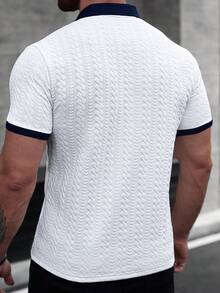 Manfinity CasualCool Men's Striped Short Sleeve Casual Commuter Polo Shirt Tshirts For Men Polo Knitted Men Shirt Mens Summer Wear - White - View 2