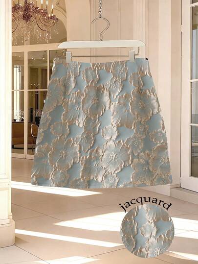 GlowEve CURVE Plus Size Floral Embroidered A-Line Elegant Skirt