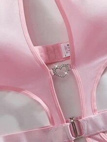 PetitDoll Bộ đồ liền thân hở lưng màu hồng đính đá trang trí không dây gợi cảm cho nữ - Hồng - Xem 9