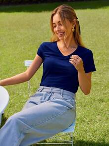 Women Blouses - Navy Blue - View 5
