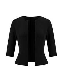 Ellevyn مجموعة من قطعتين: جاكيت أسود مناسب متوسط الأكمام + فستان قصير متوسط الطول مناسب بدون أكمام من الدانتيل للنساء للارتداء في المكتب، ملابس عمل للنساء، ملابس كاجوال للأعمال - متعدد الألوان - مشاهدة 9