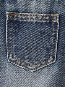 Baby Boy Casual Everyday Commute Fashion Street Ripped Denim Bib Pants (T-Shirt Not Included) - Medium Wash - View 6