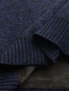 Manfinity Mode Men's Thickened Knitted Turtleneck Sweater, Autumn/Winter - Navy Blue - View 6