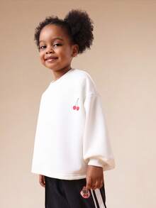 SUMWON 超大款连帽衫和阔腿慢跑裤套装，樱桃印花长袖套头连帽卫衣，水果俱乐部图案，休闲度假皆宜 - 彩色 - 查看 3