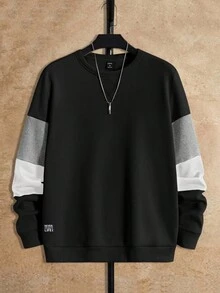 Manfinity VCAY 男士圆领长袖休闲拼接针织卫衣