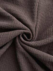 Lounesse 大码女式纯色高领长袖休闲百搭T恤 - 棕色 - 查看 7