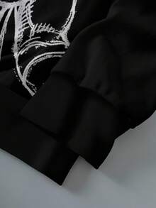 BATMAN X SHEIN Sudadera casual de hombre con gráfico de letras y figuras para otoño - Blanco - Ver 4