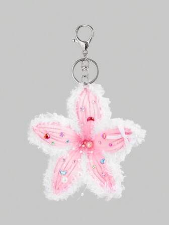 Fairycore 1 قطعة سلسلة مفاتيح مزينة بزهرة الليلي ذات البقع والتدرج اللوني البرغندي، هدية لحفلات الشاطئ والزفاف وعيد الميلاد