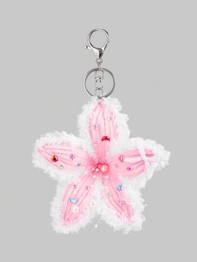 Fairycore 1 pieza Llavero con decoración de flor de lirio con efecto ombré burdeos y manchas, accesorio para bolsa de regalo de playa, boda o fiesta de cumpleaños