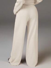 Athîral 休闲时尚百搭舒适宽松抽绳女式毛衣裤阔腿运动裤针织裤喇叭裤女式运动裤阔腿针织裤秋冬款