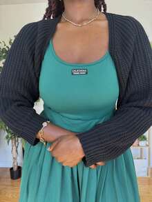 Truni Cardigã Preto em Malha Canelada Plus, Para o Inverno - Preto - Visão 5