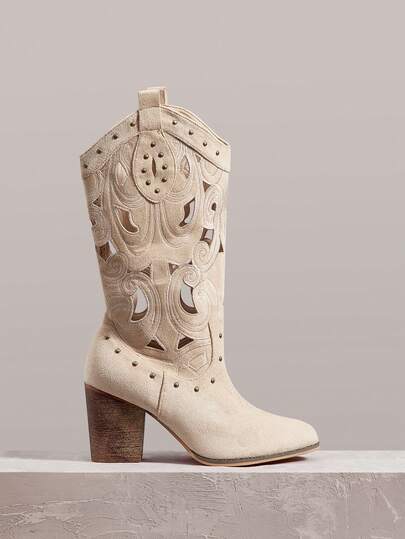 Styleloop بوت كاوبوي نسائية على الطراز الغربي، مُنسوجة على الطراز البوهيمي المتميز، مناسبة لمهرجانات الموسيقى والهالوين والكريسماس والحفلات