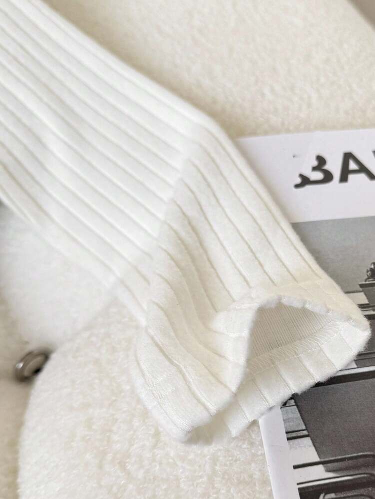 Resyla Blusa casual de manga larga con cordón lateral y estampado de corazón para mujer, otoño - Blanco - Añade 5