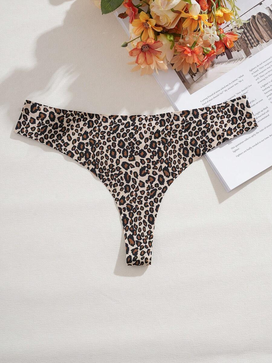 Leopard Print Hollow Out Sexy & Bold String Thong Panties ClassicAnimalPrint - Multicolor - View 1