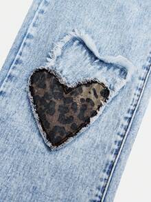 SHEIN ChillGRL Tween Girls Y2K Light Blue Denim + Five-Pointed Star Frayed Patch Embroidery + Straight Loose Fit + Fashionable Streetwear Casual Girls Jeans