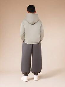 SUMWON Ensemble sweat-shirt à capuche et jogging pour préadolescents avec imprimé de numéros au centre de la poche avant, capuche, taille élastique, poignets côtelés