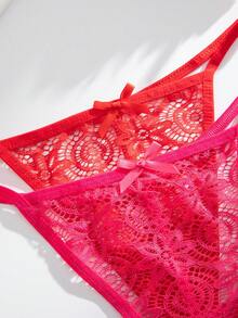 SHEIN 8pcs/Set Lace Sexy Thong Panties For Women - Multicolor - View 6