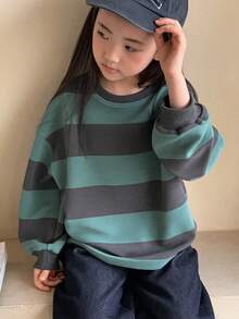 DAZY Young Girls Crew Neck Striped Knit T-Shirt, Fall Spring - Multicolor - View 8
