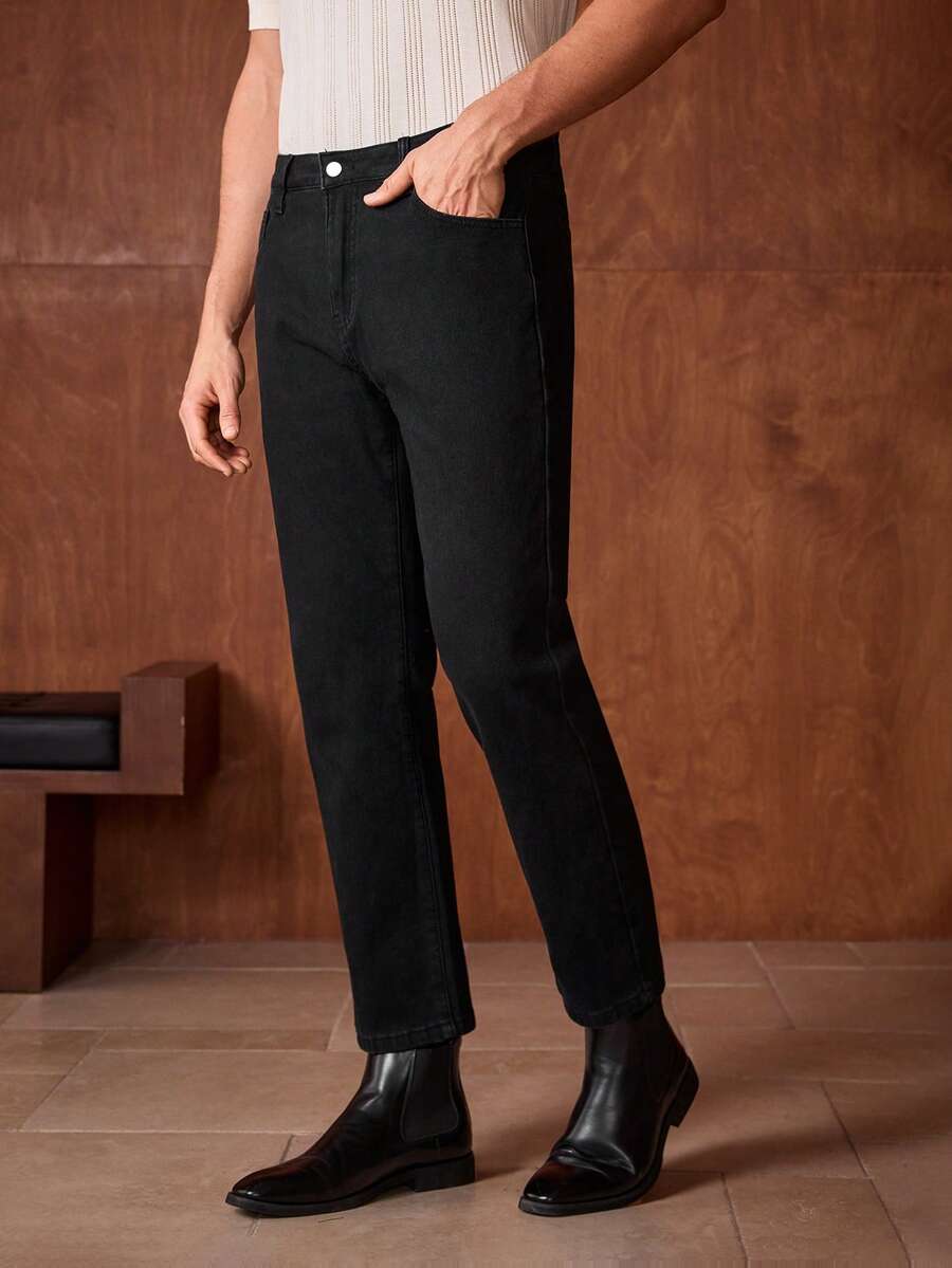 Officeau Herren Lässig Thermofutter Schwarze Jeans, Herbst/Winter