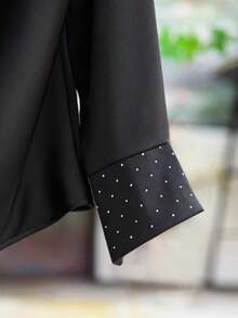 SHEIN Clasi 大码梭织优雅通勤秋季衬衫 - 黑色 - 查看 6