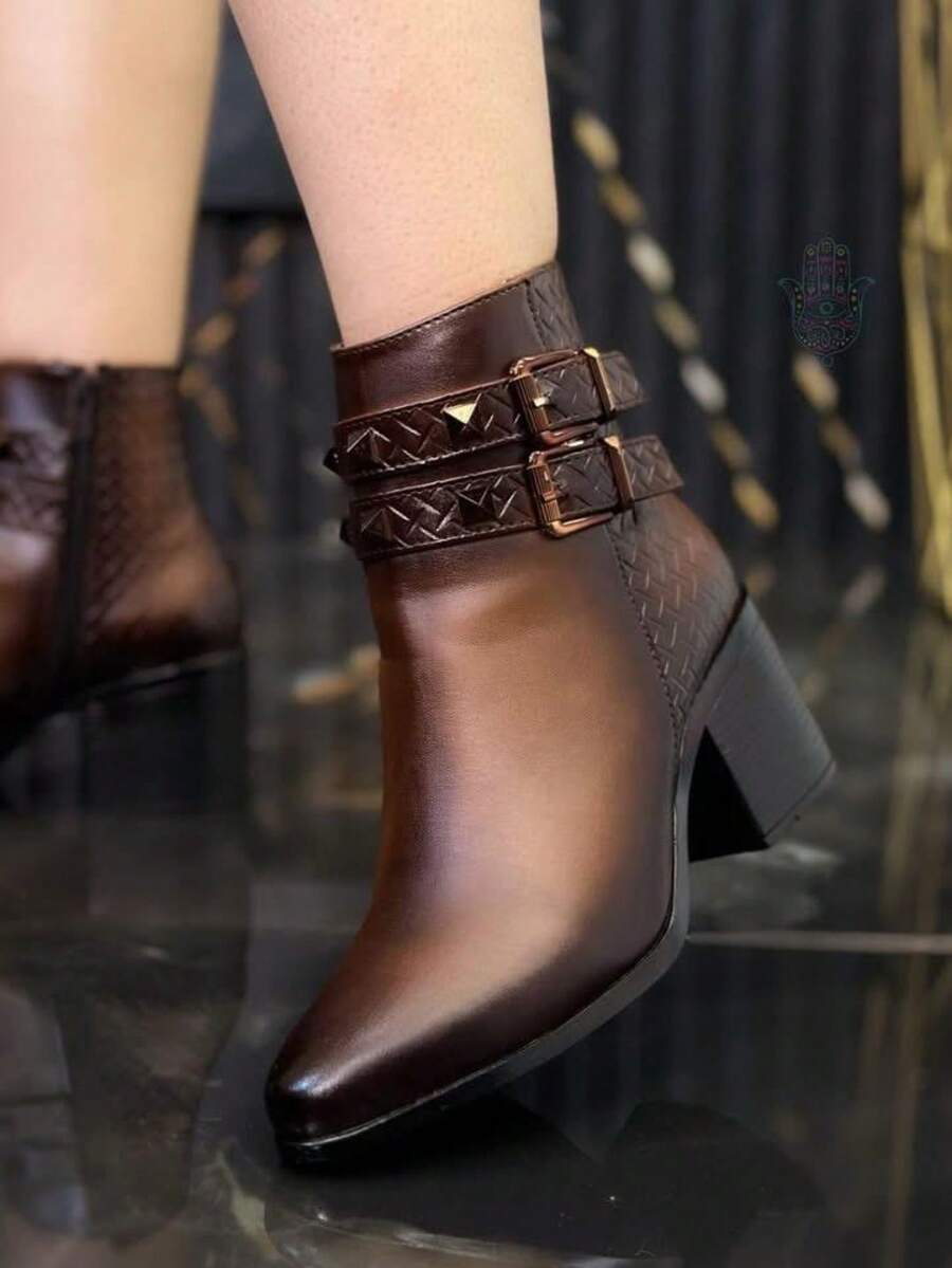 Women Ankle Boots & Booties - Coffee Brown - View 1