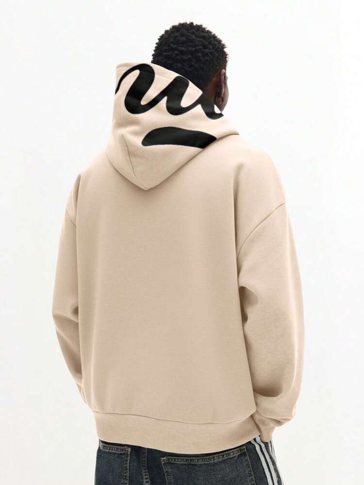 Oversized Hoodie With Abstract Script Print
