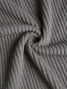 SHEIN Franclia Pantalones anchos de punto acanalado de unicolor, versátiles y sencillos para uso casual, oficina y transporte diario de las mujeres - Gris Oscuro - Ver 4