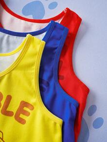 SHEIN | PAW Patrol Young Boy Cute Dog & Letter Graphic Undershirt Tank Top, Summer