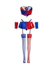 Fantasy Costume 6pcs Sexy Shiny Splice Knot Lingerie Set Colorful Lingerie 4th Of July Lingerie Fantasy Lingerie Costume Lingerie Costume Women Cosplay Costumes Anime Cosplay Lingerie - Multicolor - View 4